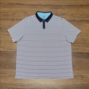 Rhône Performance Stripe Polo Navy Collar Athletic Luxury XXL